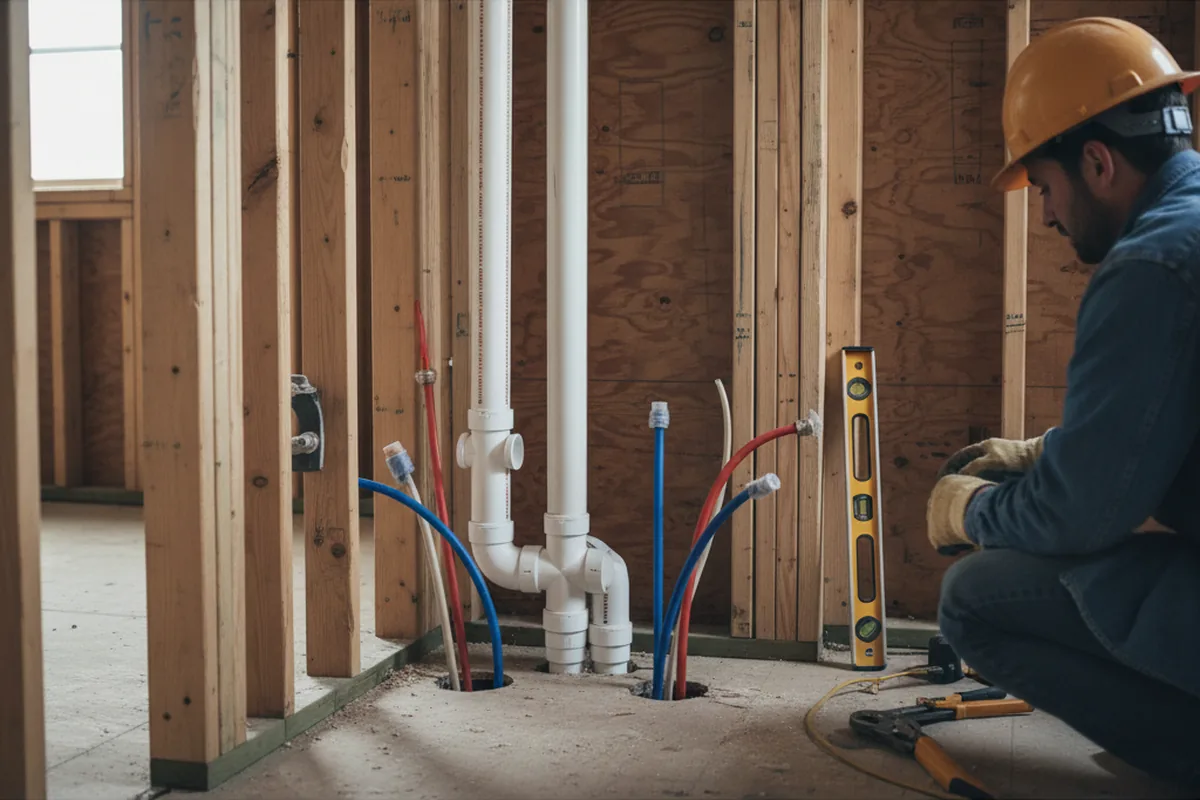 Drain and supply rough-in during Toilet Repair and Installation in Northwood