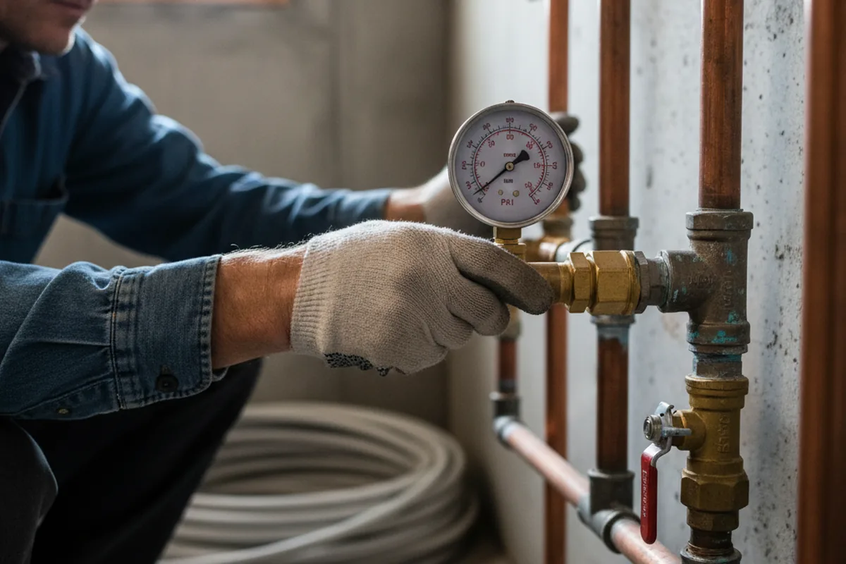 Pressure testing a repaired line during Water Line Repair in Northwood